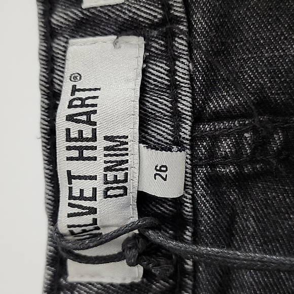 Velvet Heart Women's Effie Denim Midi Skirt Stretch Front Split Frayed Hem Sz 26 - Picture 10 of 16